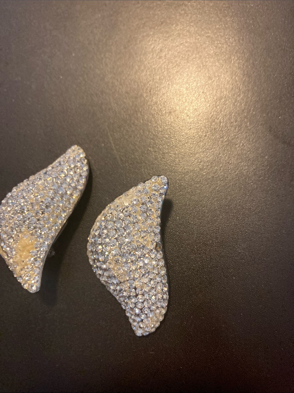 Crystal Pavé Wing Shaped Stud Earrings - Silver Tone